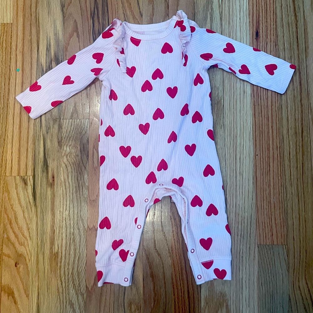 Adorable pink one piece romper for your new Valentine